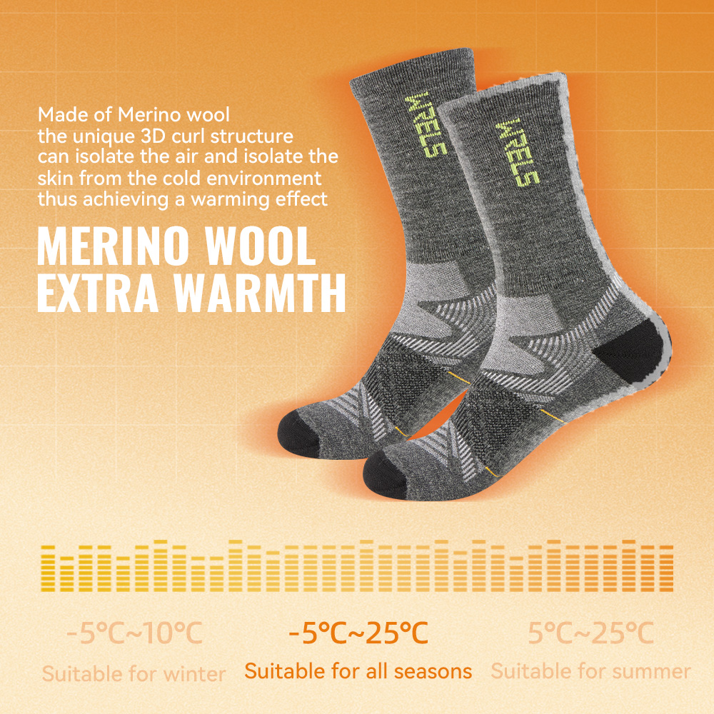 WRELS 1/2/3 Pairs Merino Wool  - Wool Hiking Sock 评论和价格
