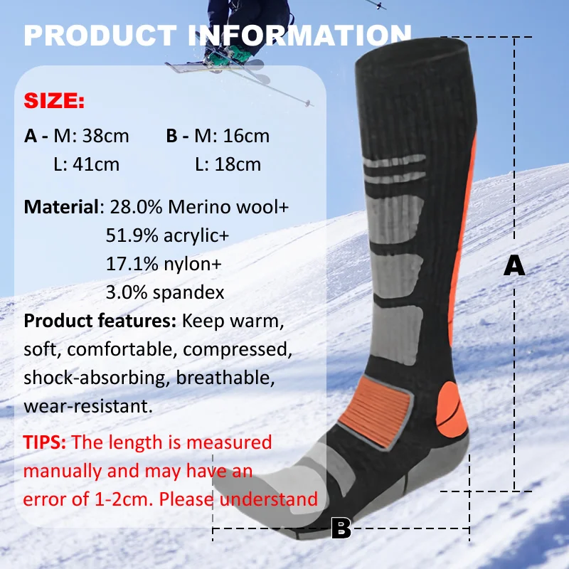 1 Pair Merino Wool Ski Socks M - Thermal Sock Winter 评论和价格