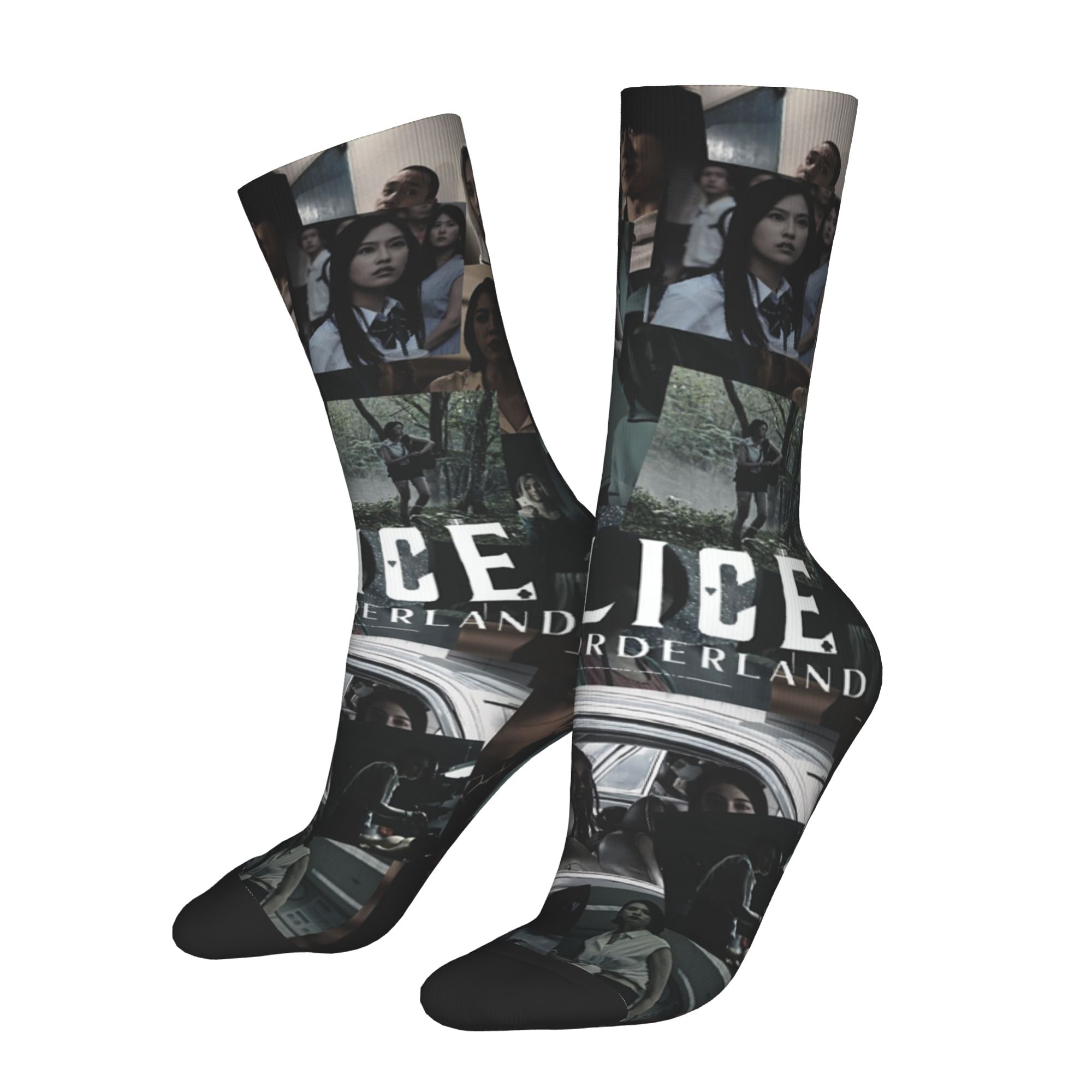 Custom Alice Cartoon In Border - Dress Sock Men 评论和价格